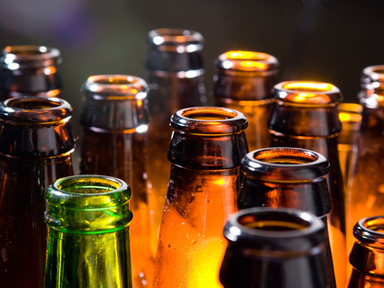 glass beer bottles