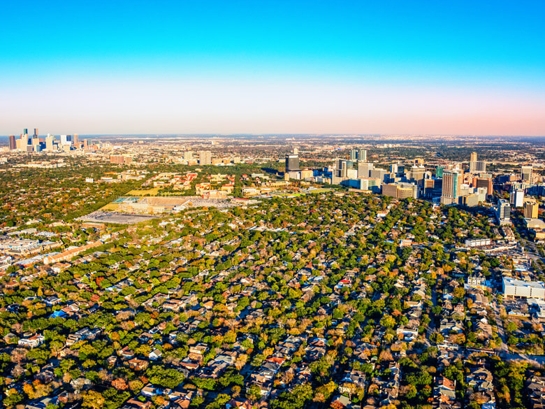 aerial view of houston texas