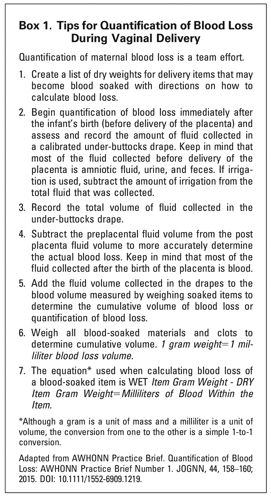 Quantitative Blood Loss in Obstetric Hemorrhage