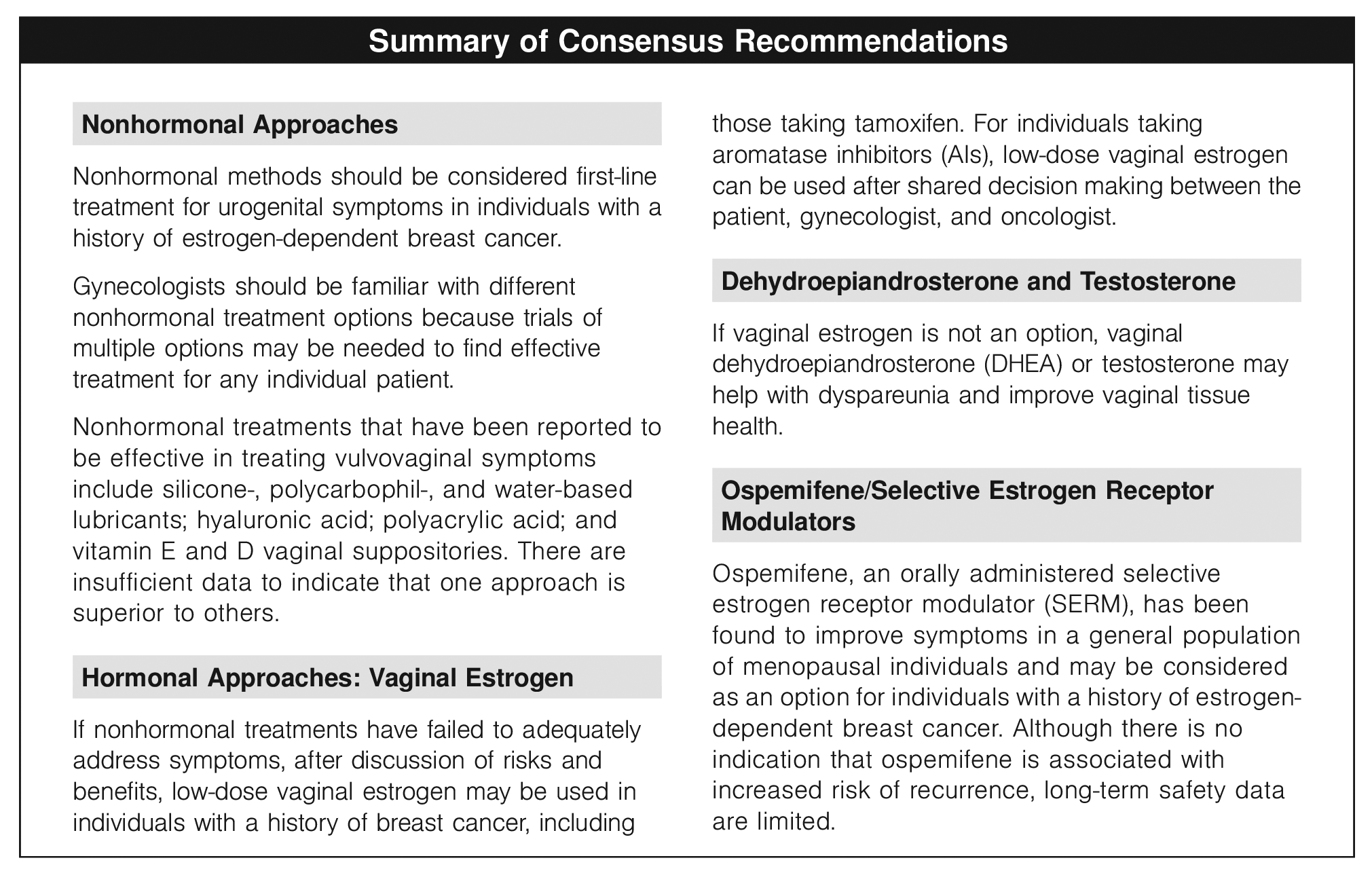 Table 1. Nonhormonal and Hormonal Treatment Options 
