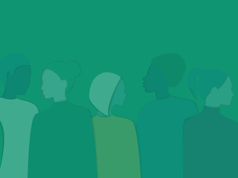 a diverse array of female representations in green shades