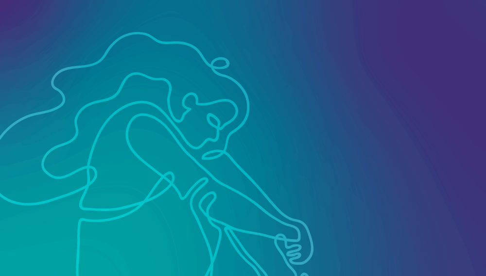 Outline of a woman sitting.