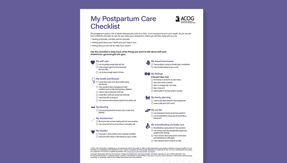 My Postpartum Care Checklist.